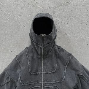 Denim Jacket American Vintage Unisex Streetwear, Leisure Zip Up Hoodie