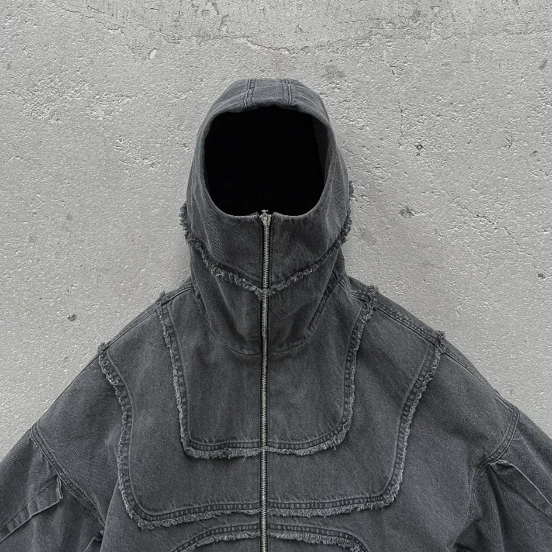 Denim Jacket American Vintage Unisex Streetwear, Leisure Zip Up Hoodie
