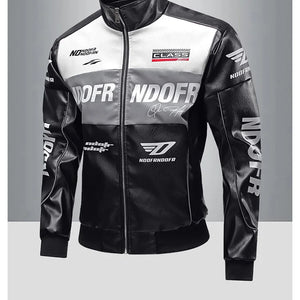 Men's Collar Leather Jacket, Fashionable American Motorcycle Suit Pu Leather Jacket