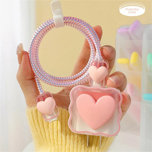 "4-in-1 Love Heart Charger Protector & Cable Winder for iPhone"