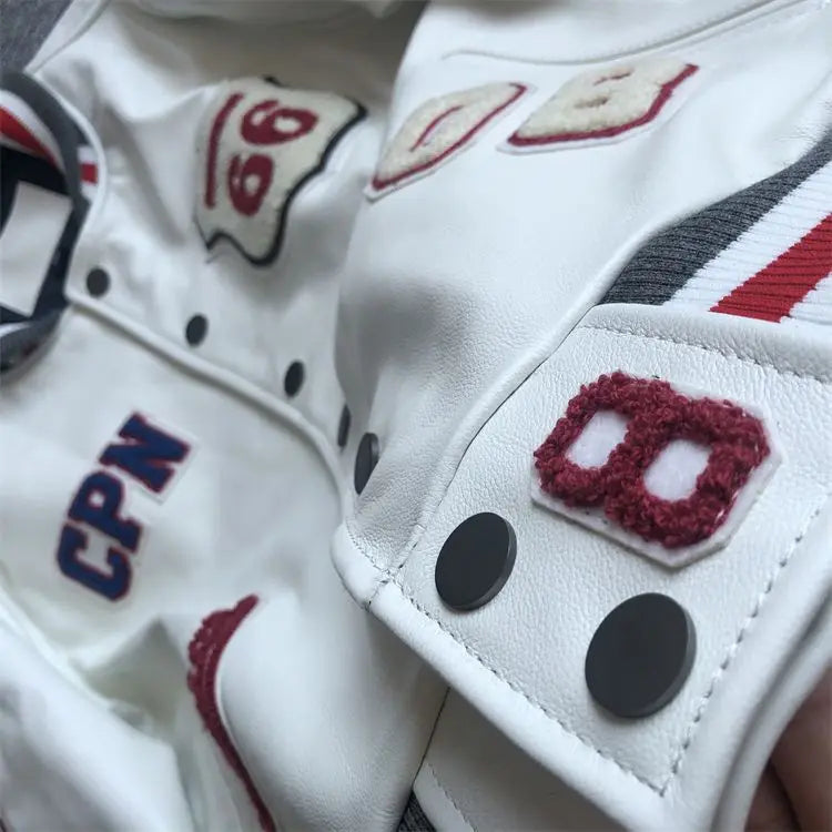 Design new leather baseball uniform men's PU leather jacket loose coat for men.