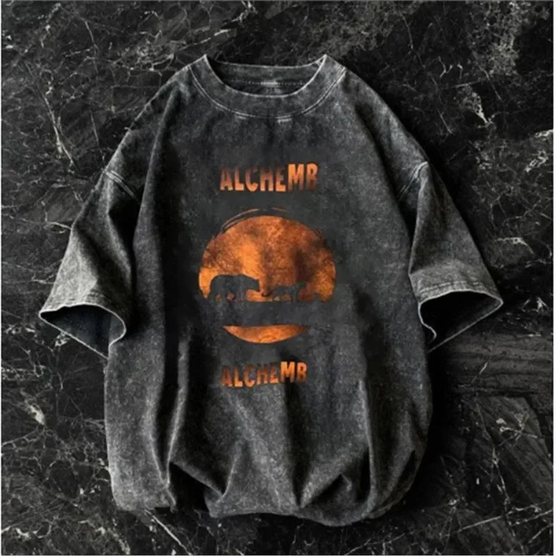 American short-sleeved T-shirt men's summer street loose-fitting shirt