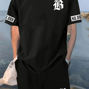 Street Flex™ Summer Set – Men's 2-Piece Letter Print T-Shirt & Shorts