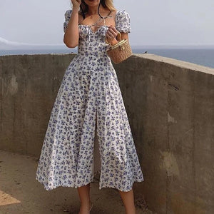 Summer Women’s Puff Sleeve Floral Maxi Dress – Elegant, Flowy & Feminine.