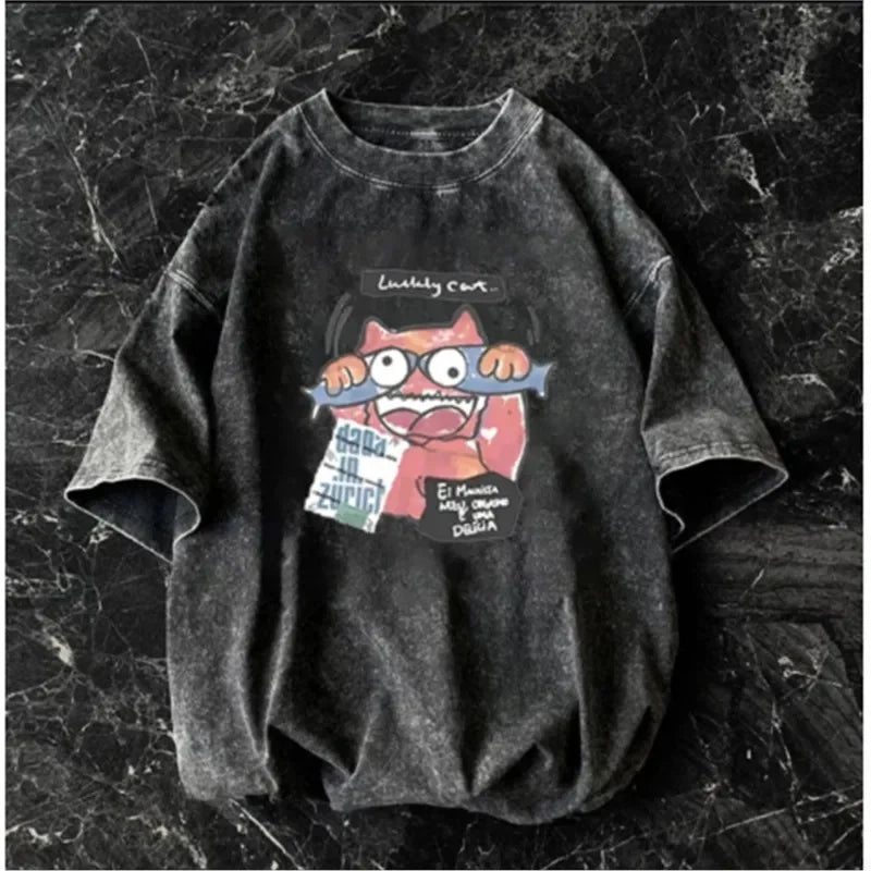 American short-sleeved T-shirt men's summer street loose-fitting shirt