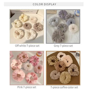 Plush Scrunchie Set – 7 or 21 Soft Hair Ties for Women & Girls