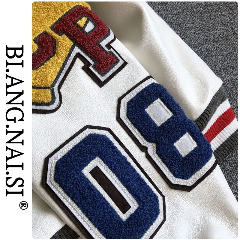 Design new leather baseball uniform men's PU leather jacket loose coat for men.