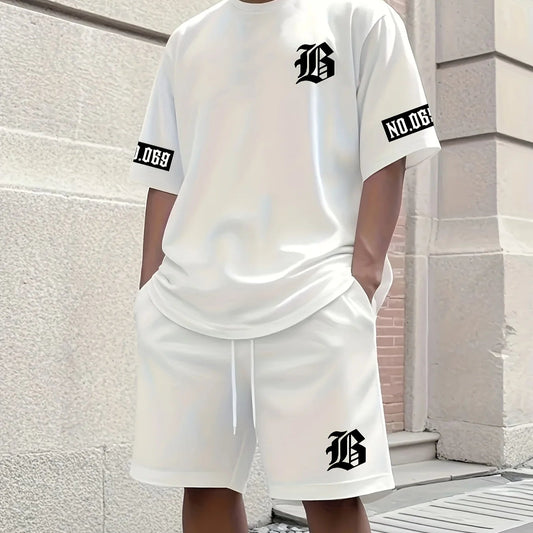 Street Flex™ Summer Set – Men's 2-Piece Letter Print T-Shirt & Shorts
