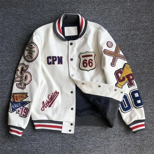 Loose Men’s PU Leather Baseball Jacket – Casual Autumn Streetwear