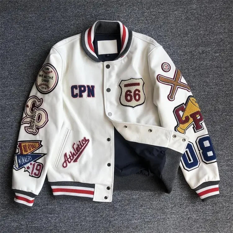 Loose Men’s PU Leather Baseball Jacket – Casual Autumn Streetwear