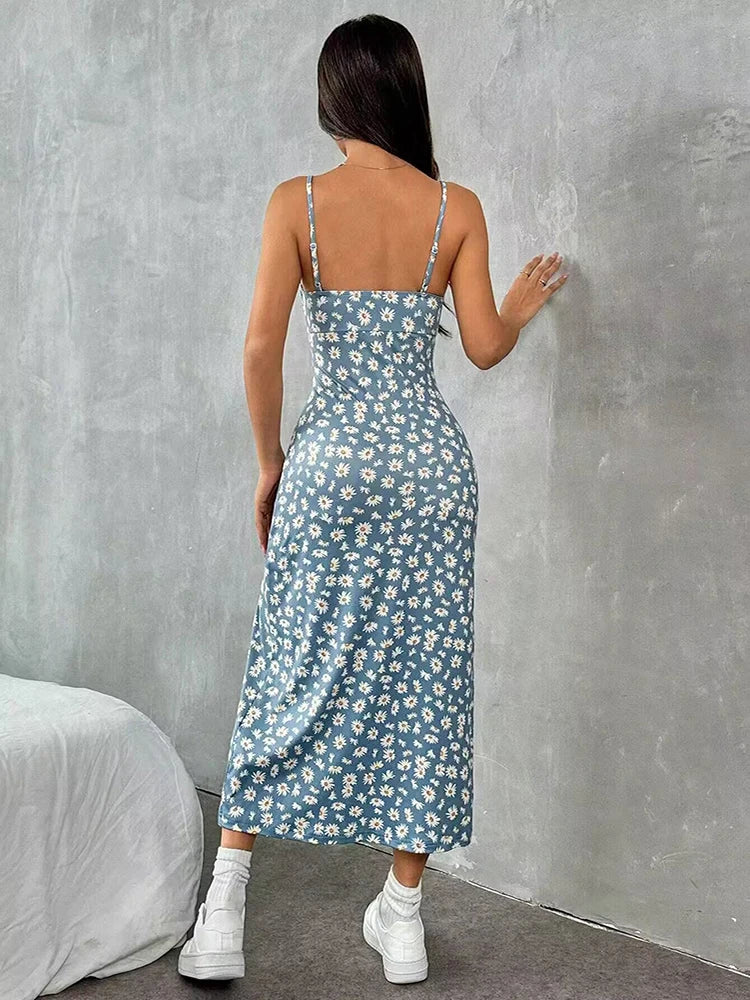 🌿 Emerald Allure – Summer Halter Maxi Dress for Women | Sexy Backless Sleeveless Long Dress