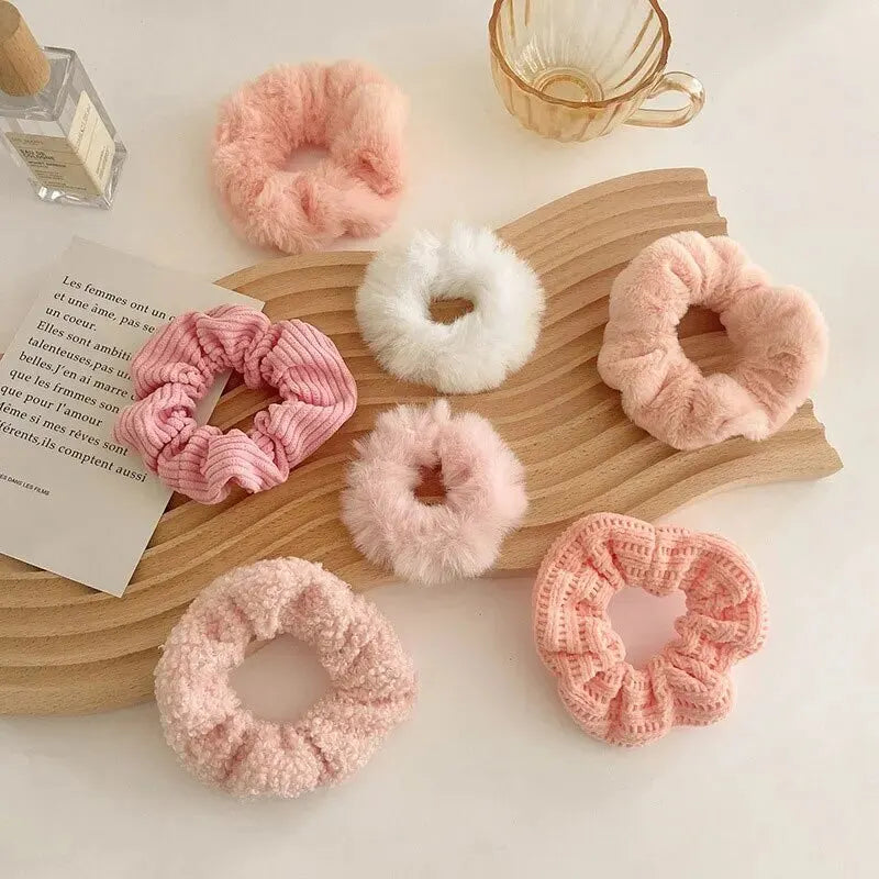 Plush Scrunchie Set – 7 or 21 Soft Hair Ties for Women & Girls