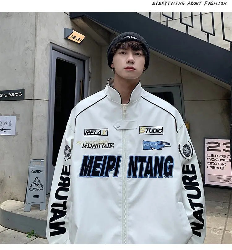 Racer Drip™ PU Leather Pilot Jacket – Unisex Streetwear Vibes