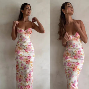 2025 Floral Split Mini Dress – Spaghetti Strap Summer Babe Fit