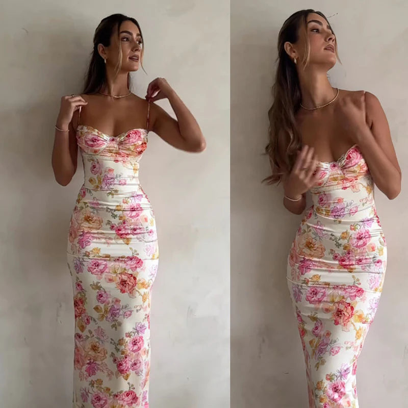 2025 Floral Split Mini Dress – Spaghetti Strap Summer Babe Fit
