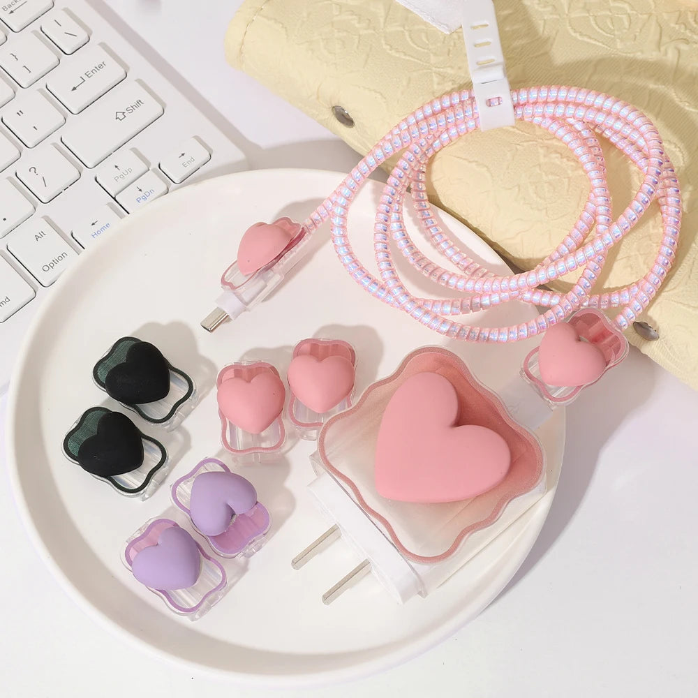 "4-in-1 Love Heart Charger Protector & Cable Winder for iPhone"