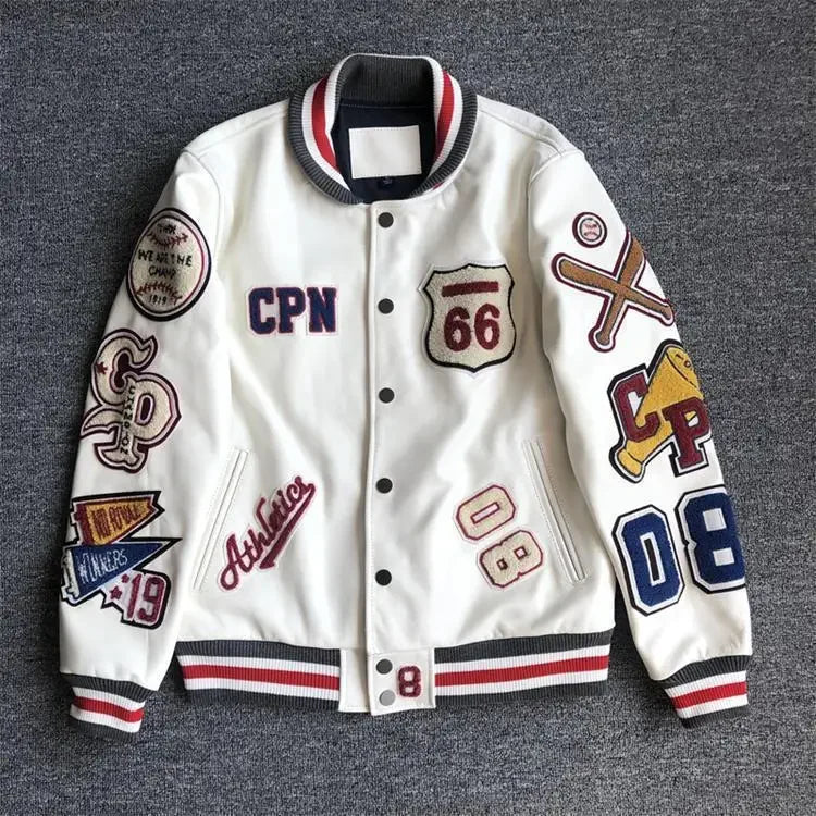 Loose Men’s PU Leather Baseball Jacket – Casual Autumn Streetwear