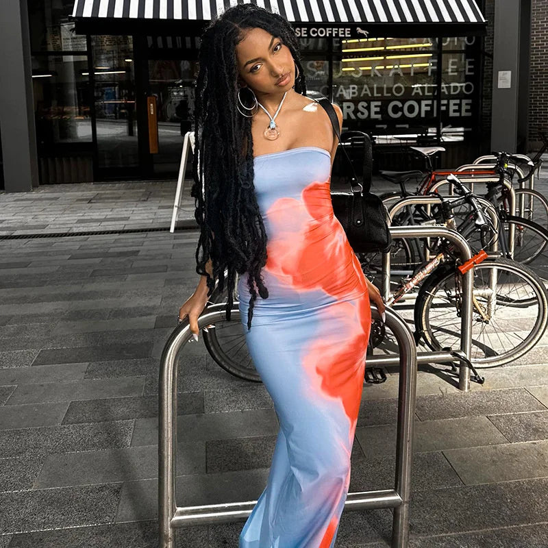 Women's Sexy Strapless Tube Dress – Y2K Off-Shoulder Backless Summer Sundress