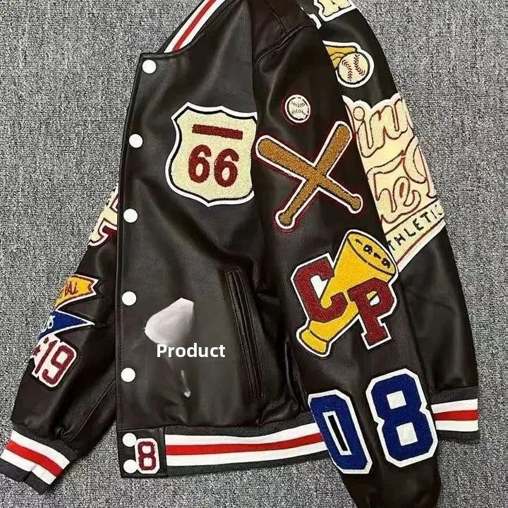 Loose Men’s PU Leather Baseball Jacket – Casual Autumn Streetwear