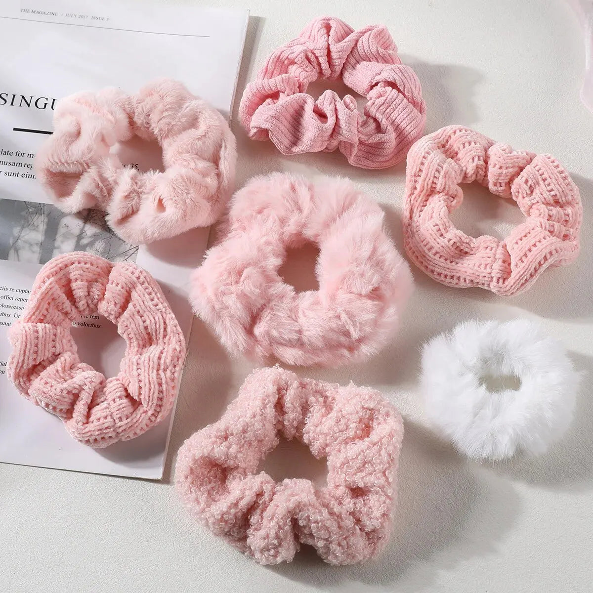 Plush Scrunchie Set – 7 or 21 Soft Hair Ties for Women & Girls