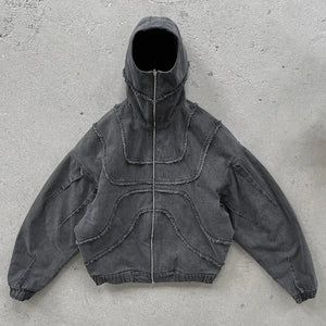 Denim Jacket American Vintage Unisex Streetwear, Leisure Zip Up Hoodie