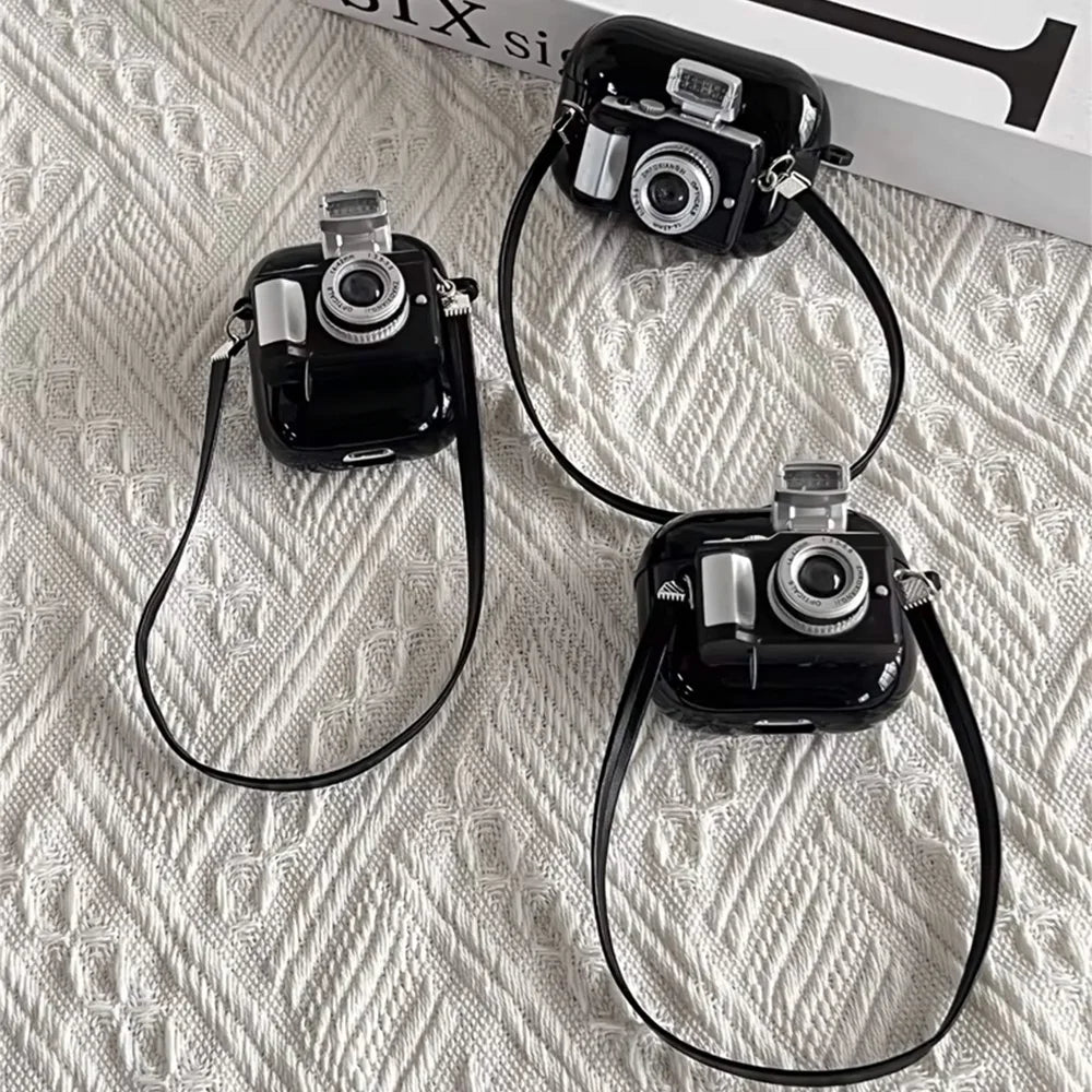 "Vintage Camera AirPods Case with Strap – Soft Protective Cover for AirPods Pro & Gen 1–4"