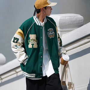 Vintage Vibe Varsity Jacket – Leather Sleeves, Embroidery, Total Drip
