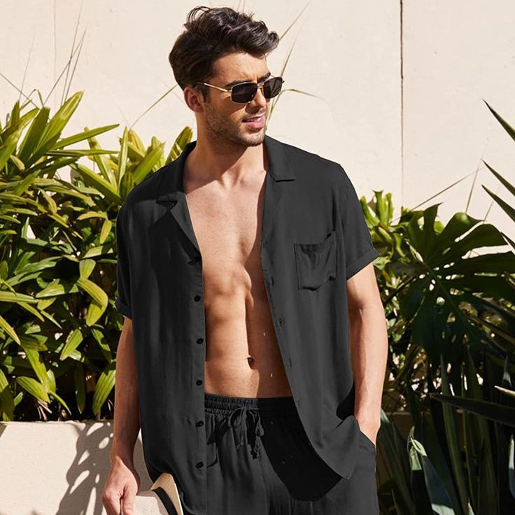Breezy Vibe – Men's Cotton Linen Beach Shirt